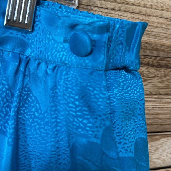 Argenti Women's Blue Floral Skirt Suit Outfit 2 Pc 100% Silk Size 16 - Picture 12 of 14